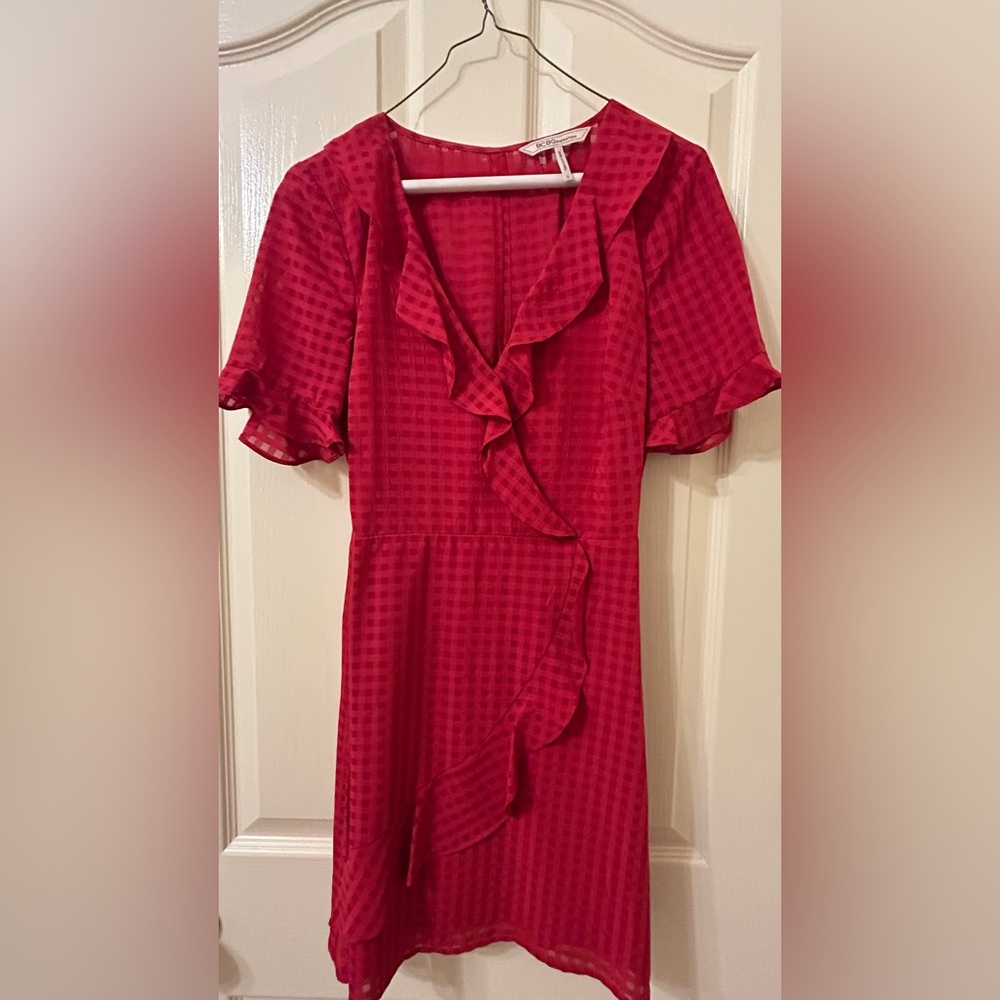 BCBGeneration Red Asymmetrical Ruffle Dress